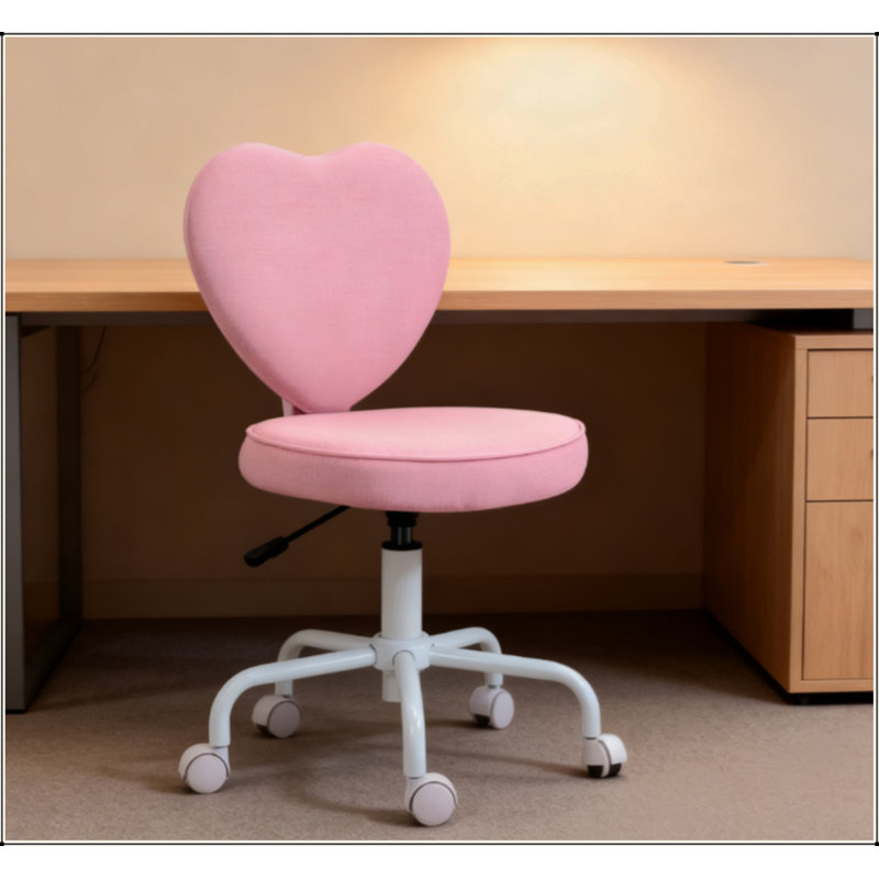 Chaise de bureau en forme de cœur, chaise pivotante réglable pour chambre à coucher et meuble-lavabo, style mignon et confortable