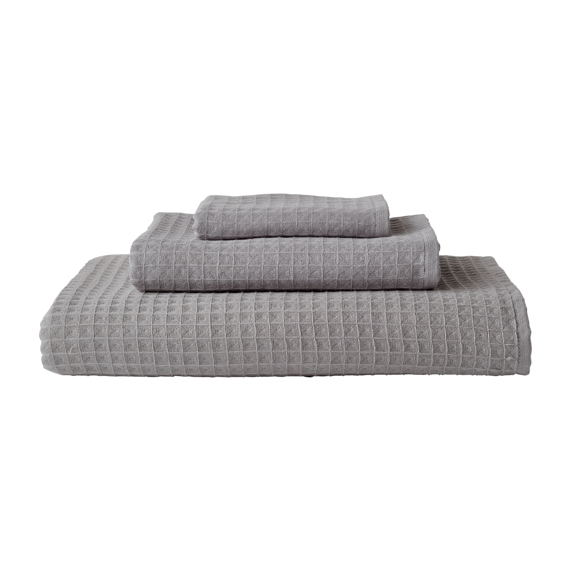 Waffle Twist 100% Cotton Hand Towel, Gray