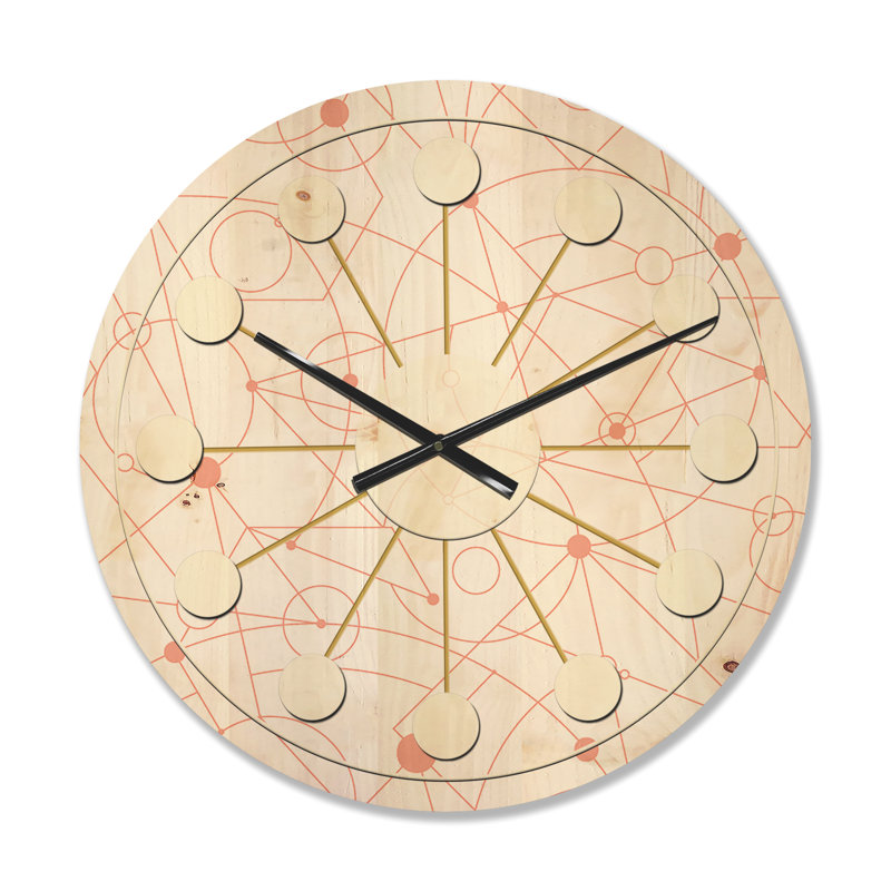 Horloge murale en bois Geometric Grid II, Moyenne