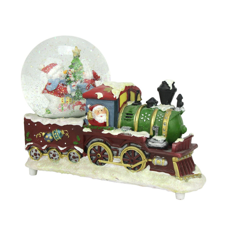Décoration de table de Noël train de 9,5 po père Noël brun et blanc