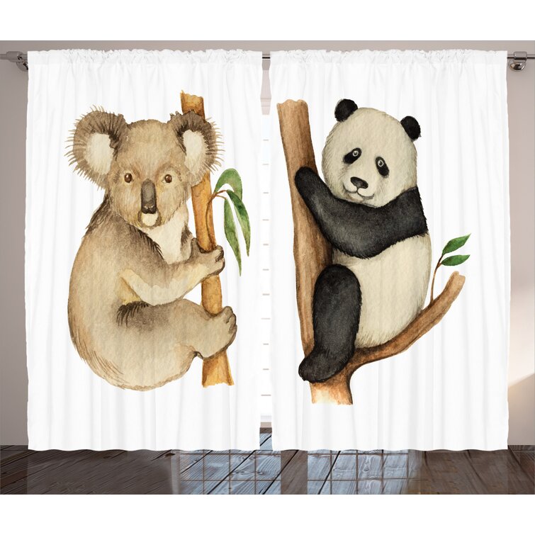 East Urban Home Panda Semi-Sheer Rod Pocket Curtain Panels | Wayfair