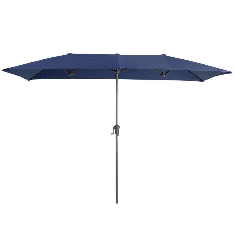 Parasols de table de patio à double face avec auvent résistant aux rayons UV et manivelle, L 10 pi x P 6,5 pi x H 7,8 pi