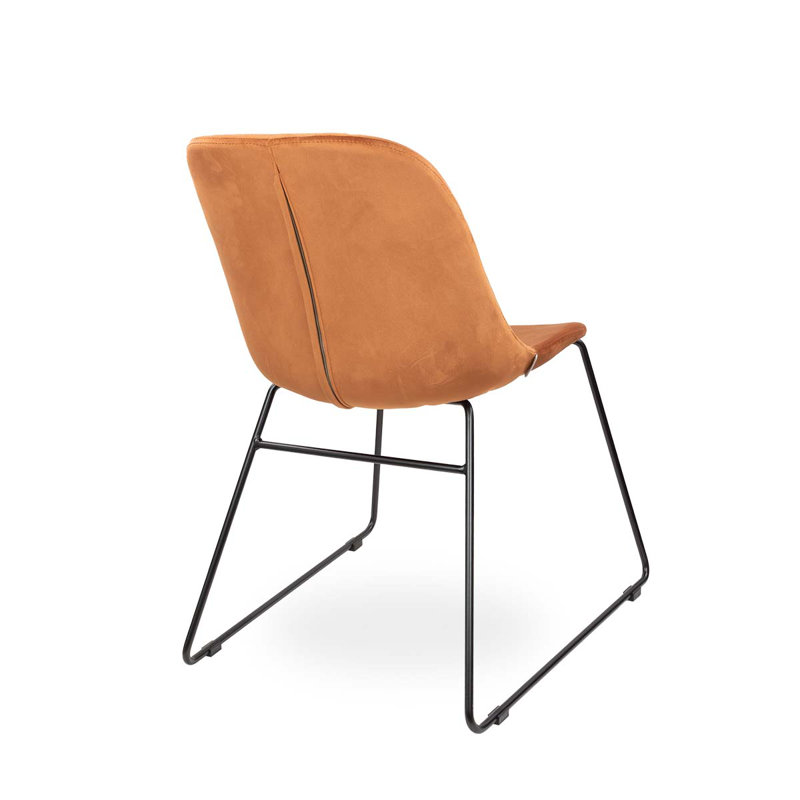 43cm H Velvet Upholstered Side Chair, Dark Orange