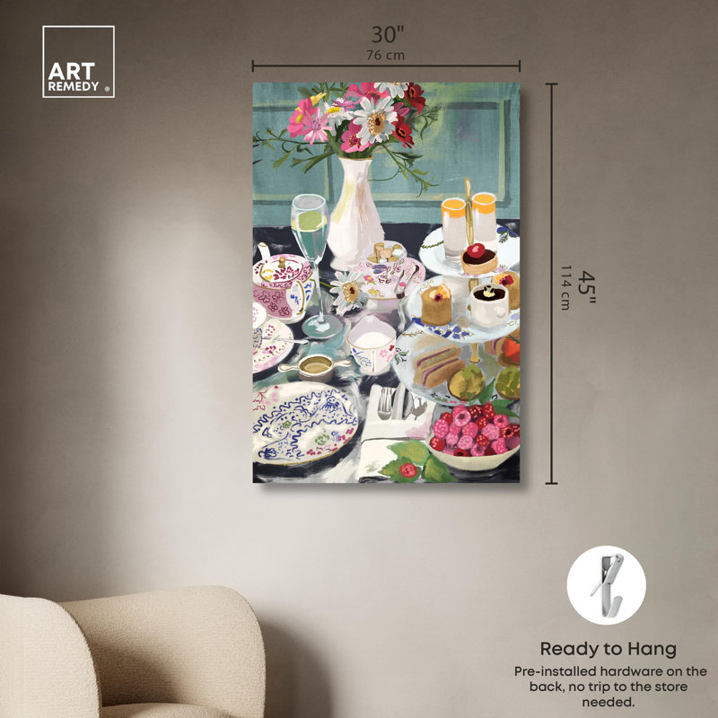 Help Yourself Dessert Canvas Print with Colorful Floral Arrangement
