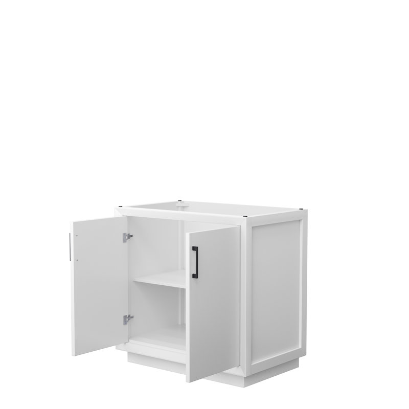 Strada 35.25'' Single Bathroom Vanity Base Only, White/Black