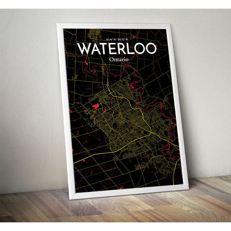 Waterloo City Map - No Frame Print, 43 cm H x 28 cm W