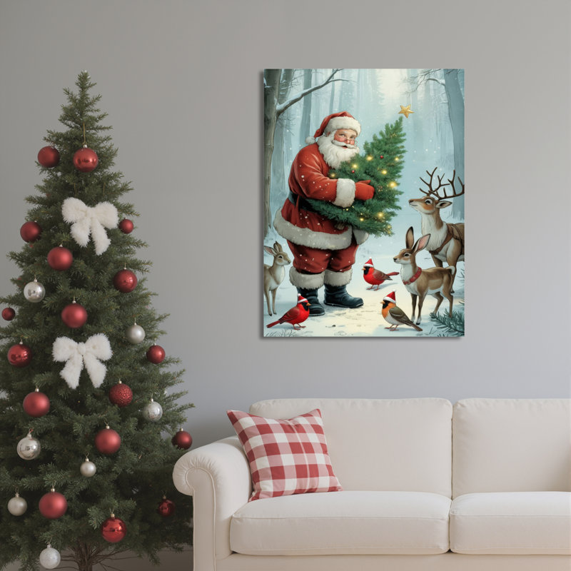 Art mural sur toile Santa Deer, H 24 po x l 16 po