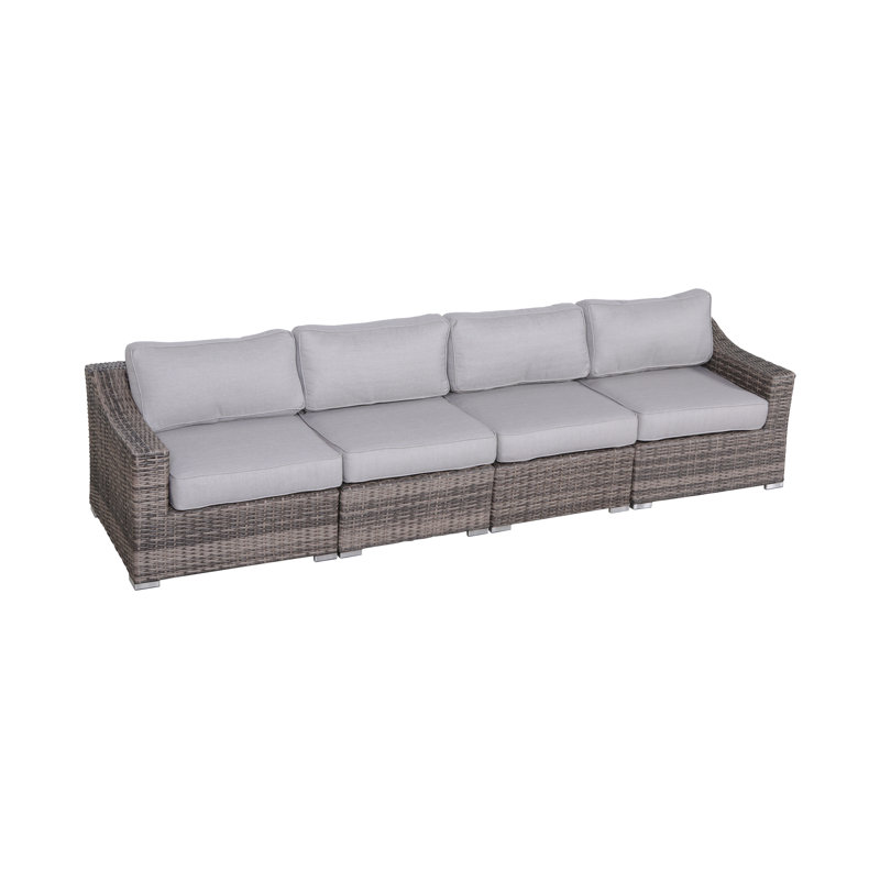 Ensemble de conversation modulaire avec coussins 4 pièces Biles, Mélange de gris