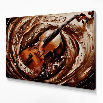 Art musical sur toile brune, contrebasse