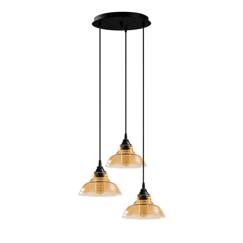 Luminaire suspendu conique à 3 lumières Rhys, Cuivre