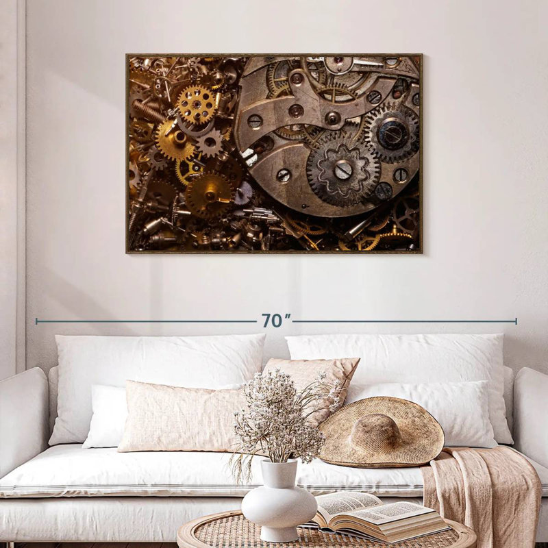 Vieux engrenages, Cadre flottant noyer, 43 po x 29 po