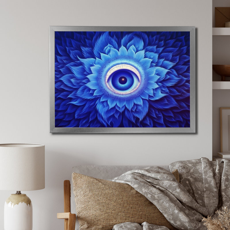 Vishuddhi Vision, œil du troisième chakra, H 12 po x l 20 po x P 1 po, Cadre simple argenté