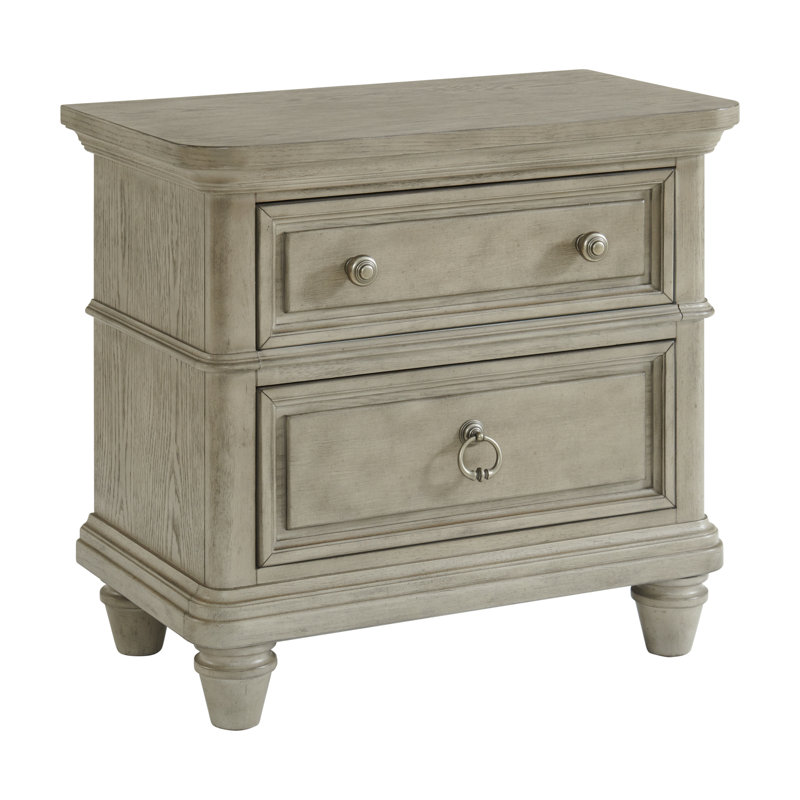 Table de chevet 2 tiroirs Alcott Hill® Darothy avec USB en gris clair