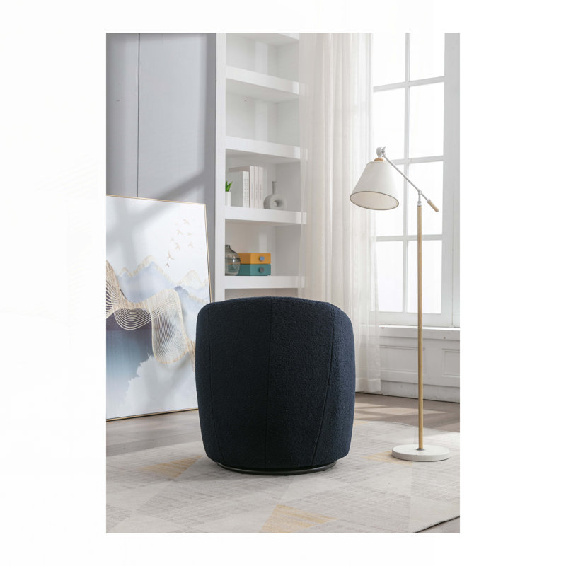 Fauteuil demi-tonneau pivotant, Tissu bleu foncé