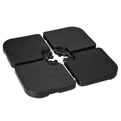 Outsunny HDPE Material Patio Umbrella Base Weights Sand Filled Up To 175 Lb. For Any Offset Umbrella Base | 4-Piece, Water Or Sand Filled, All-Weather (Square)
