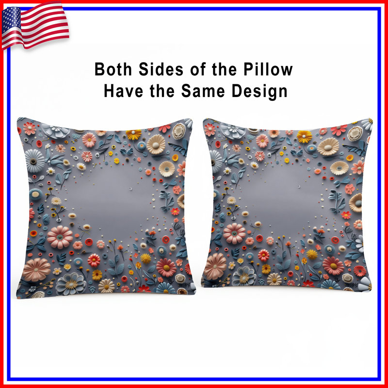 Coussin Floral, 16 x 16 inches