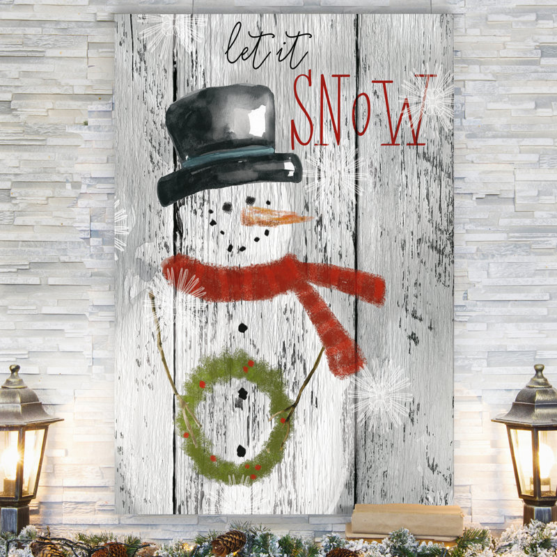 «Let It Snow Snowman» par Parvez Taj, reproduction d'art sur toile tendue, H 12 po x l 8 po x P 1 po