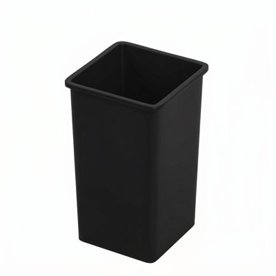 35 Gallon Black Square Plastic Trash Can with Venting Design