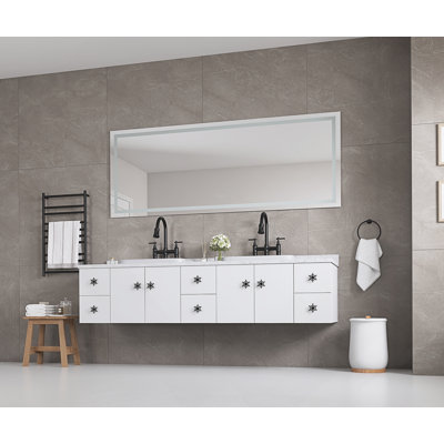 96 po X P 36 po Miroir de salle de bain simple H H LED en cristal poli