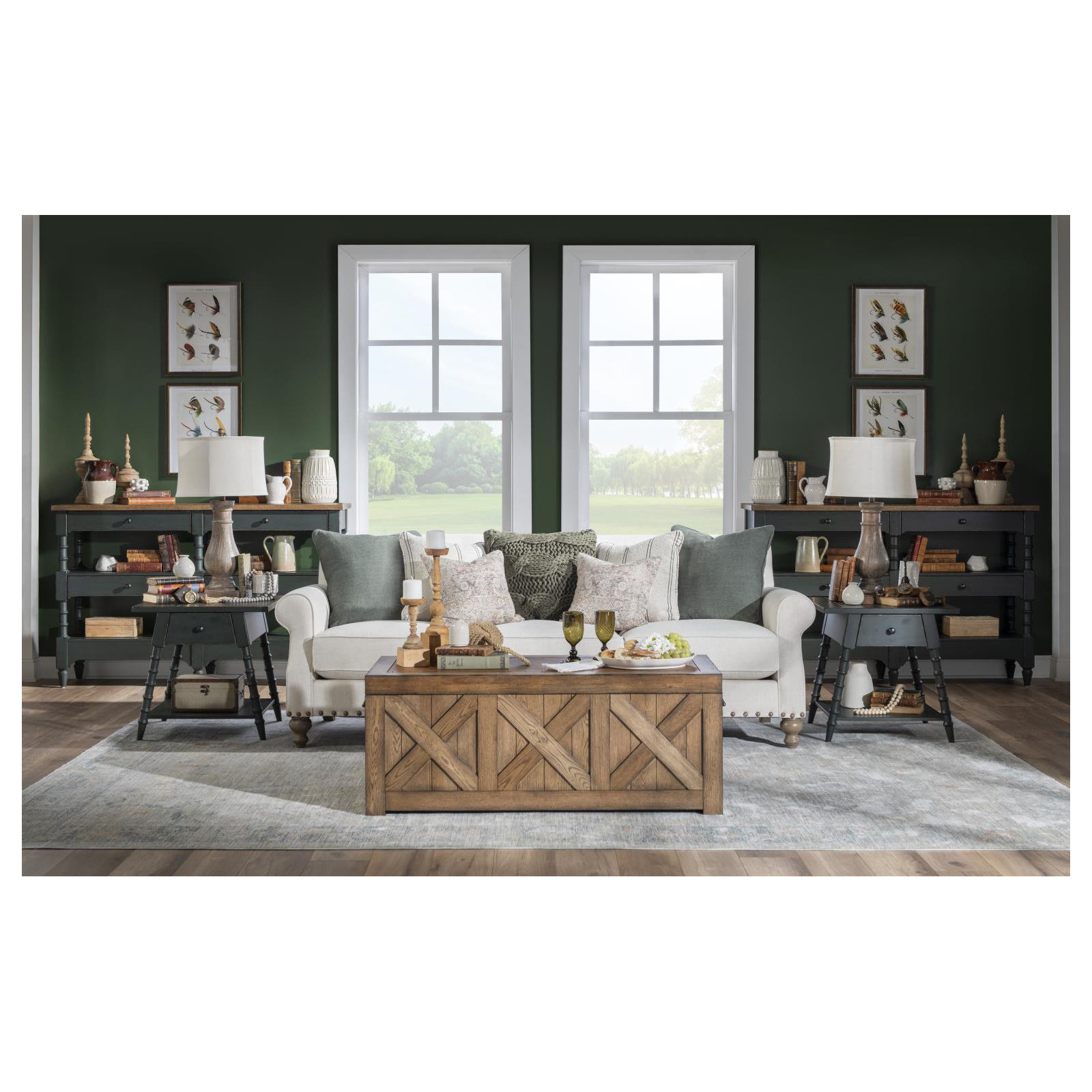 Country Living Bobbin End Table, Green