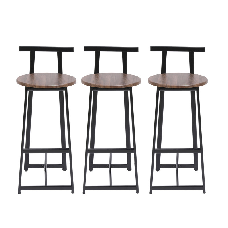 De 3, hauteur de comptoir. Siège noyer brun et structure en métal noir. Support de dos ergonomique. Fabrication, capacité de charge de 220 lb. Look moderne pour les entreprises à domicile. Tabouret 3