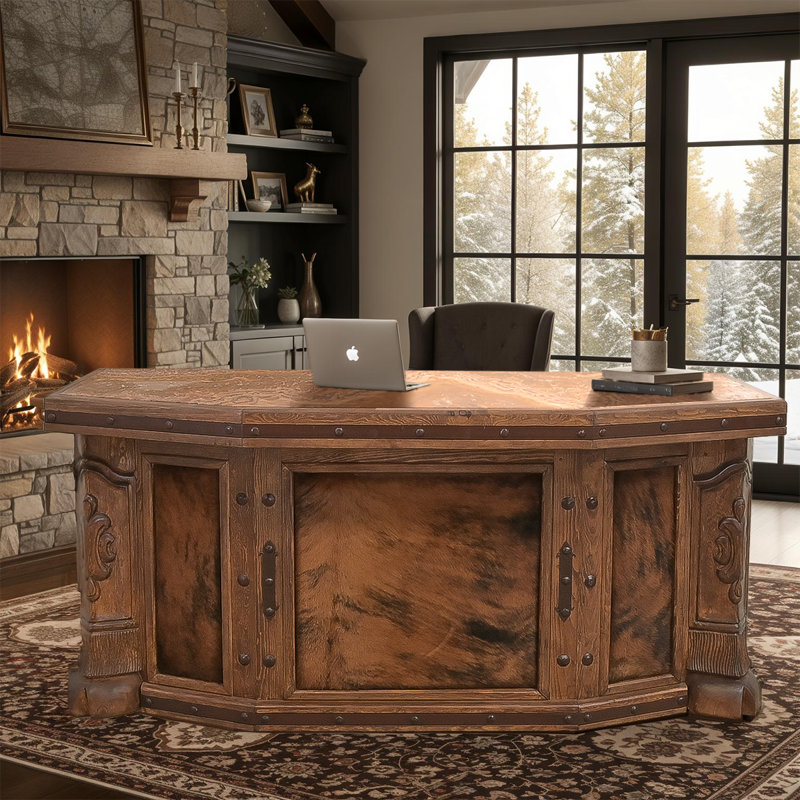 High Plains Cowhide Executive Desk