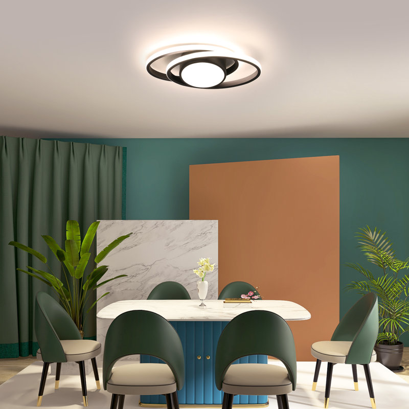  Double Circle Dimmable LED Flush Mount, Matte Black