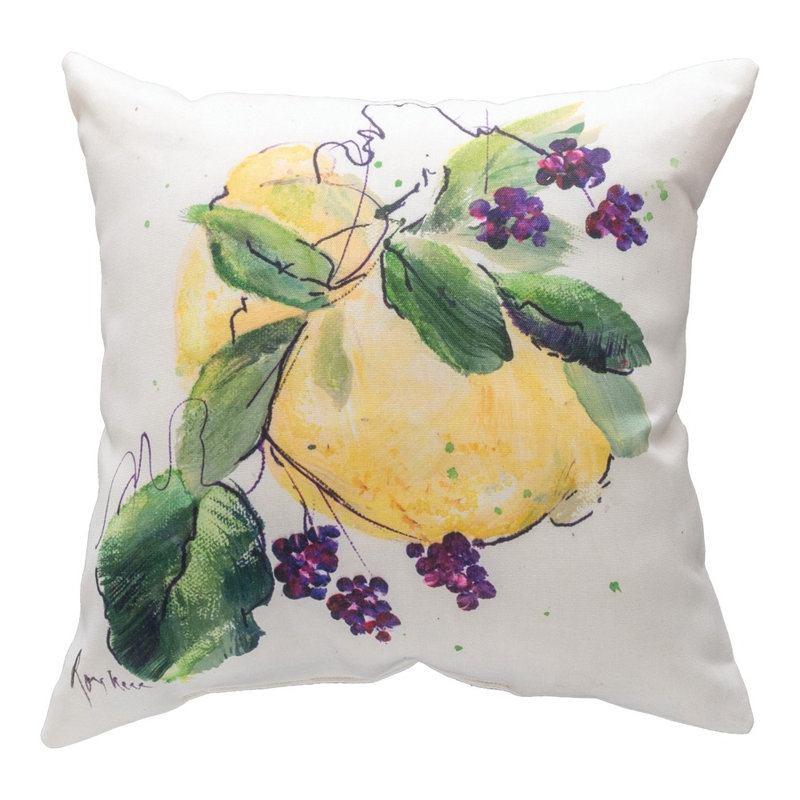 Coussin décoratif 2 citrons et baies 18 po x 18 po