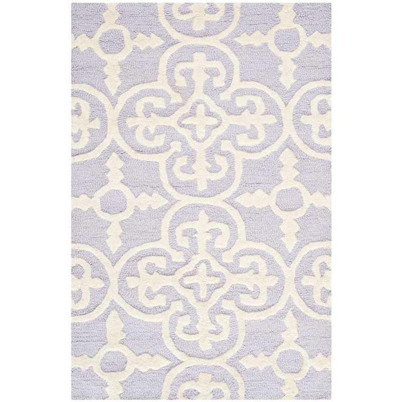 Clapham Hand-Tufted Wool Lavender/Ivory Area Rug, Rectangle 2' x 3'