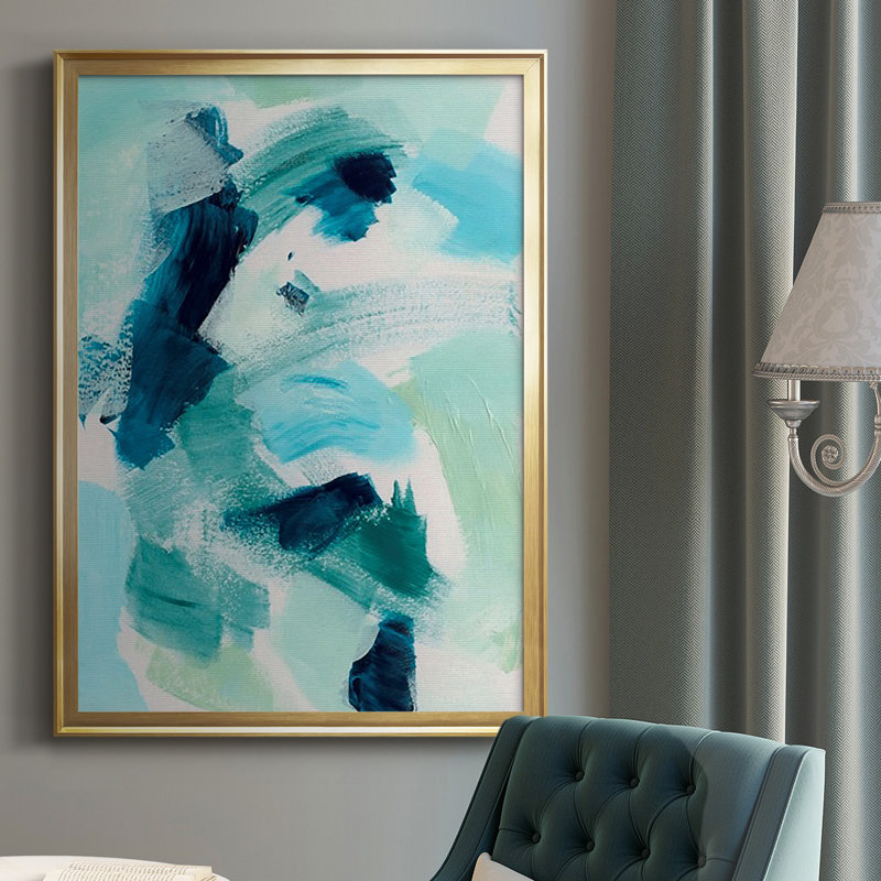 " Teal Composition I ", Gold, 42.5" H x 30.5" W x 1" D