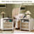 Rattan Nightstand,with Charging Station, Thickened Curved Profile Design（Set of 2）-2136063874