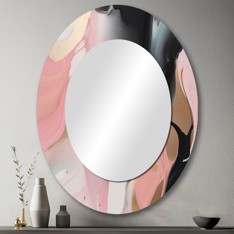 Miroir mural moderne rose et bleu, 43 po x 33 po