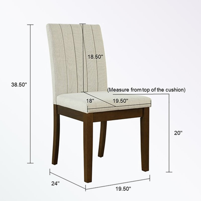 Chaise sans accoudoirs 2 pièces avec dossier rembourré et pieds robustes, Beige