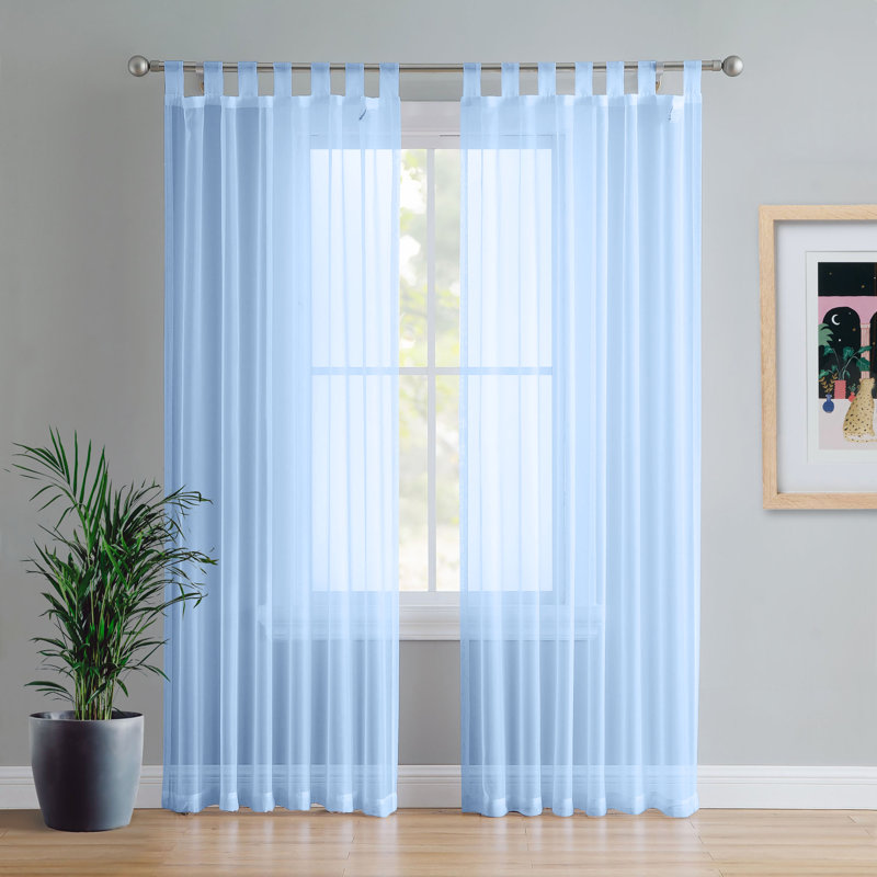 Birdsall Tab Top Sheer Single Curtain Panel, 144 W x 122 D cm, Sky Blue