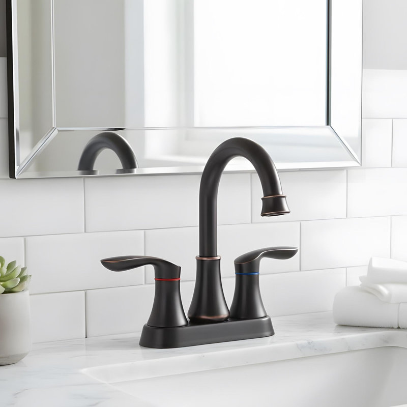 Modern Bathroom Sink Faucet with 2 Handles, Oil-Rubbed Bronze