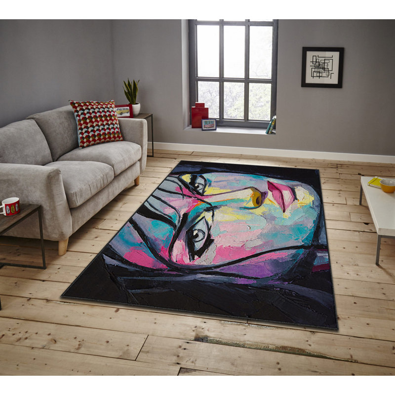 Luxurious Velvet Area Rug, 4.6 x 7.2 Feet | 100% Polyester, 740 g/m² | Non-Slip Felt Dot Underside, Machine Washable | Digital Print Design, Easy to Clean, Perfect for Living Room & Bedroom Décor