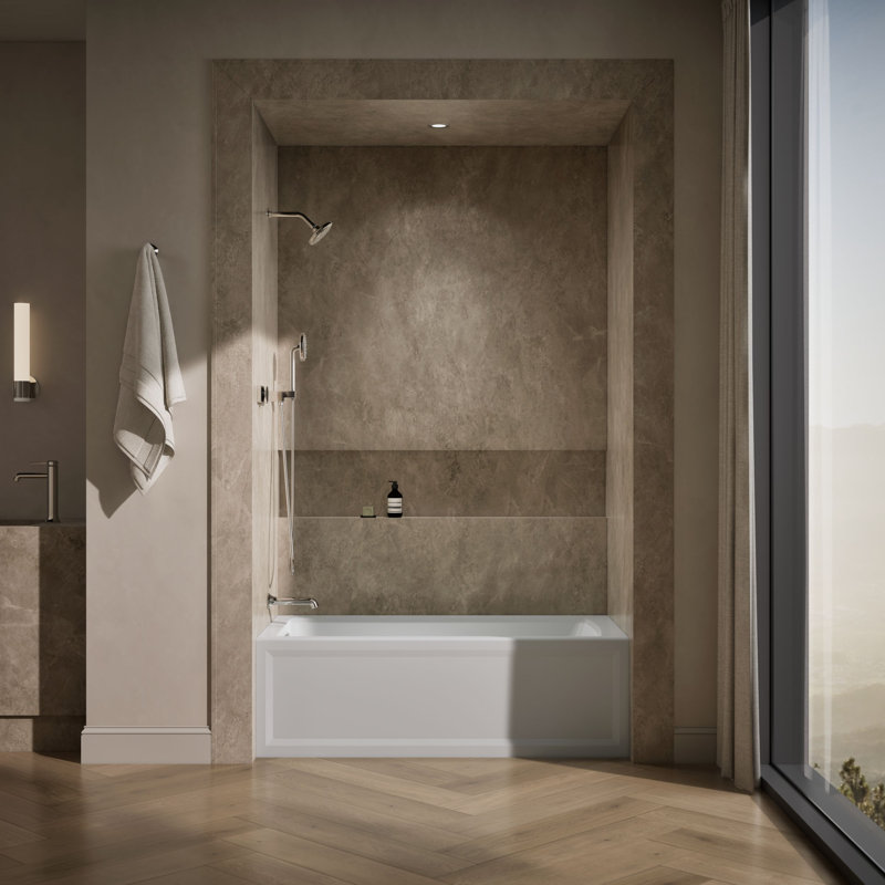 Archer® 60" x 30" Alcove/Tile in Soaking Bathtub, Ice Gray, Left