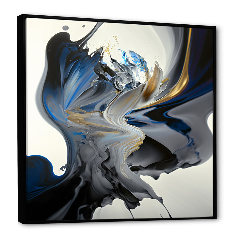 Bright Blue Smooth Abstract I - Abstract Spirals, art mural, H 36 po x l 36 po x P 1,5 po, Toile avec cadre flottant noir