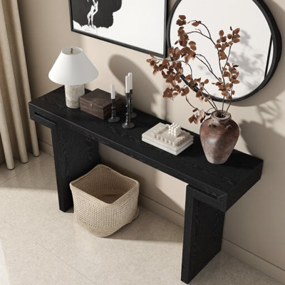 Console rustique 60 po - Finition patinée pour canapé d'entrée et de salon, bois naturel