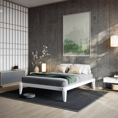 Jamerian Solid Wood Platform Bed Frame Without Headboard, Modern Bed