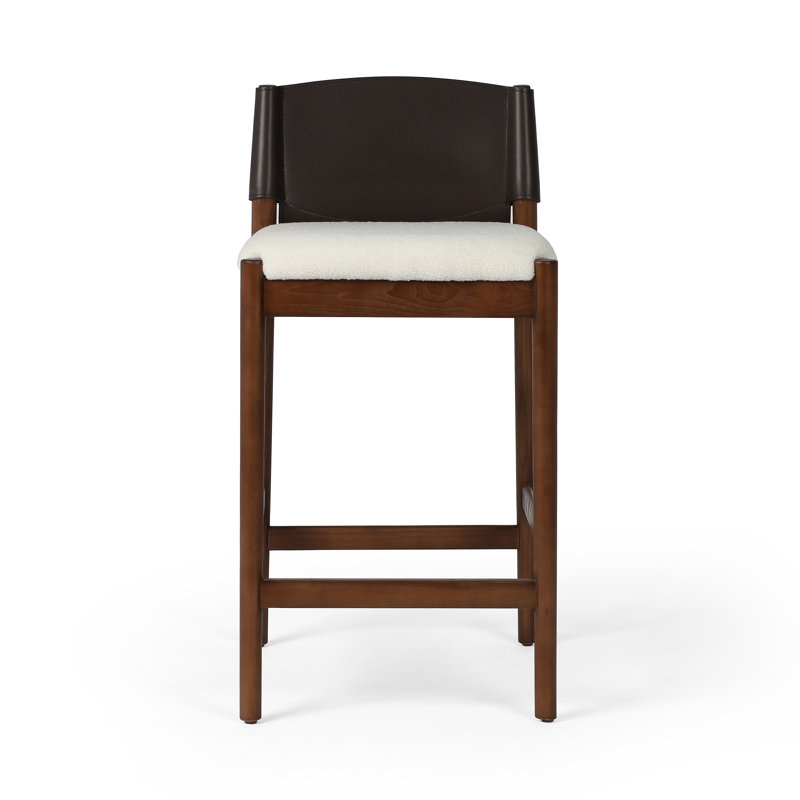 Lulu Upholstered Stool with Solid Wood Frame, Counter Stool (26” Seat Height), Umber