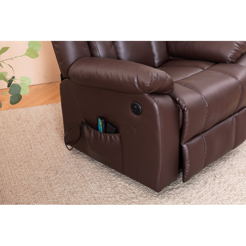 Fauteuil inclinable électrique en cuir Jesseca, Similicuir brun foncé