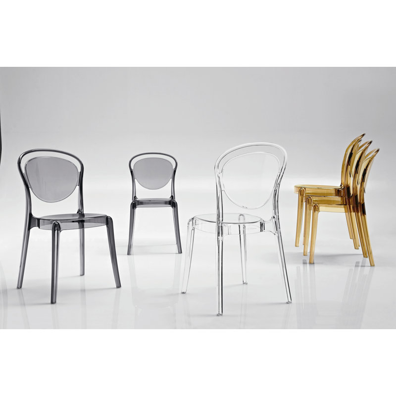 Parisienne Transparent Chair with Polycarbonate Seat, Transparent Smoked Gray