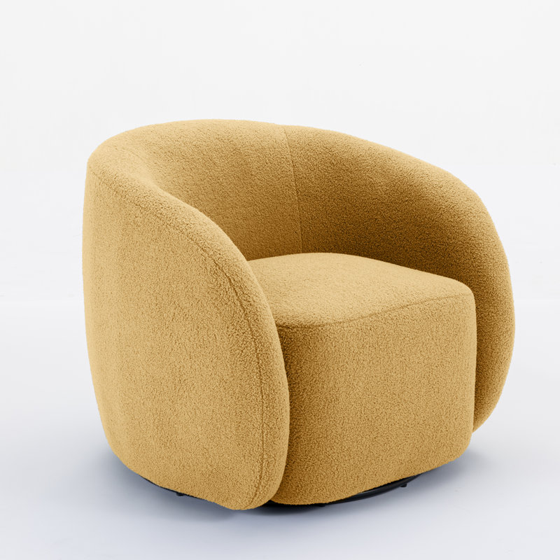 Katherline Upholstered Swivel Barrel Chair, Yellow Polyester Blend