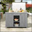 Îlot de cuisine extérieur avec plateau en acier inoxydable, grand espace de rangement et roulettes verrouillables pour le patio-1128185188