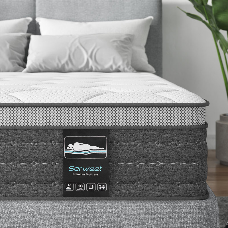 Kescas 12" Medium Charcoal Infused Memory Foam Mattress, Queen, 8""