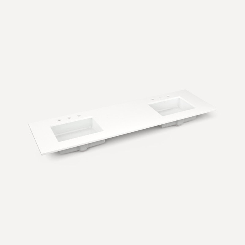 Dessus de meuble-lavabo Willowmere, Brun mat foncé, Zeus extrême blanc, Fer noir