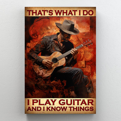 «Man I Play Guitare And I Know Things», reproduction d'art graphique sur toile tendue