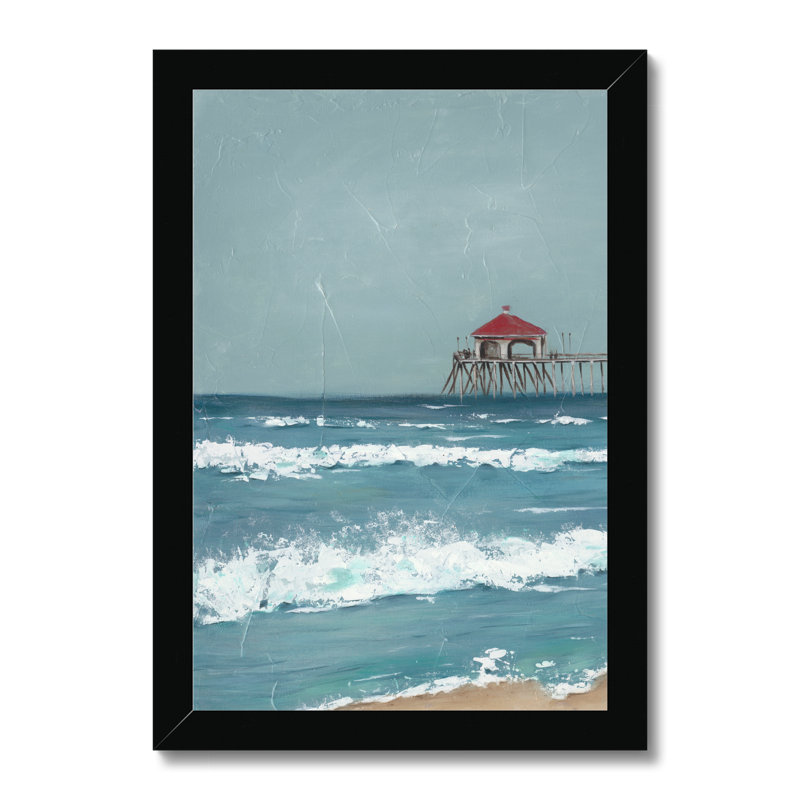 Fishing Pier Diptych I 1 Piece Painting, 34cm H x 24cm W, Black Framed Paper Print