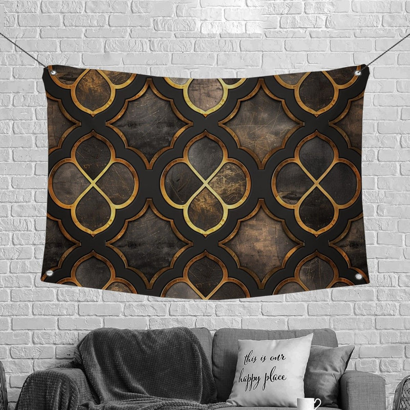 Ornamental Design Art Microfiber Fabric Tapestry, 50" H x 60" W